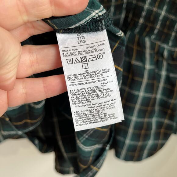 Old Navy Smocked Green Tartan Plaid Long Sleeve Blouse Size XXL - Picture 6 of 8
